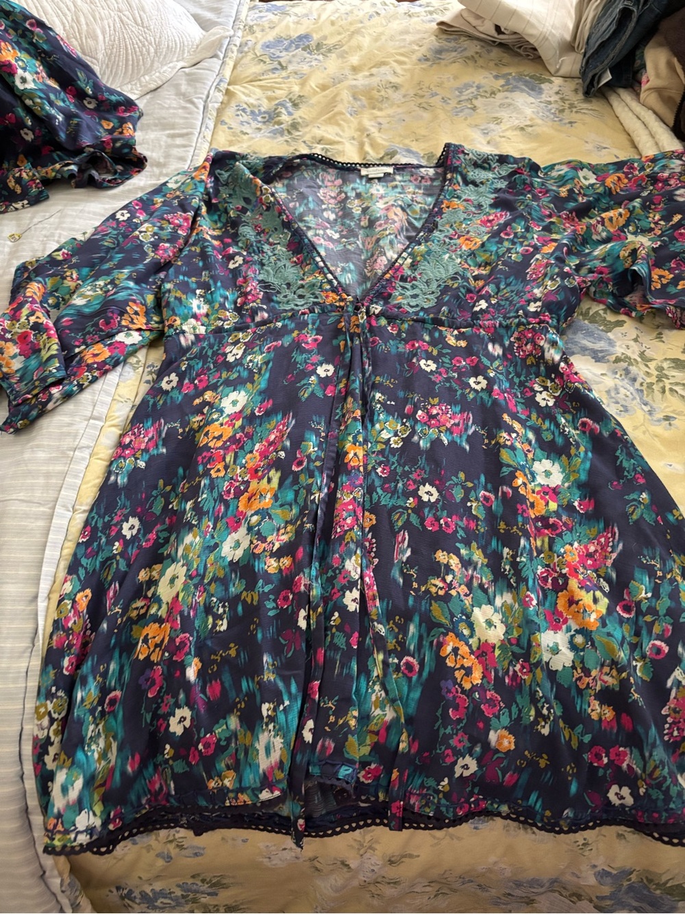 Sundance Floral Mini Dress in Navy with Teal & Fuchsia Accents